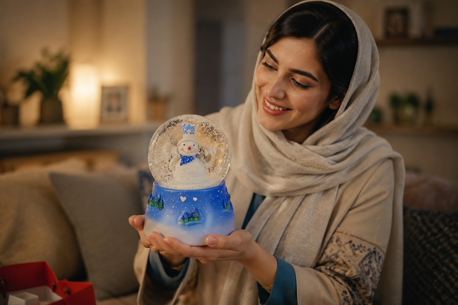 گوی موزیکال چراغ دار پمپی بزرگ 2 گوی پمپی بزرگ موزیکال ادم برفی