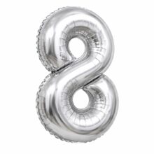بادکنک فویلی عدد 8 نقره ای