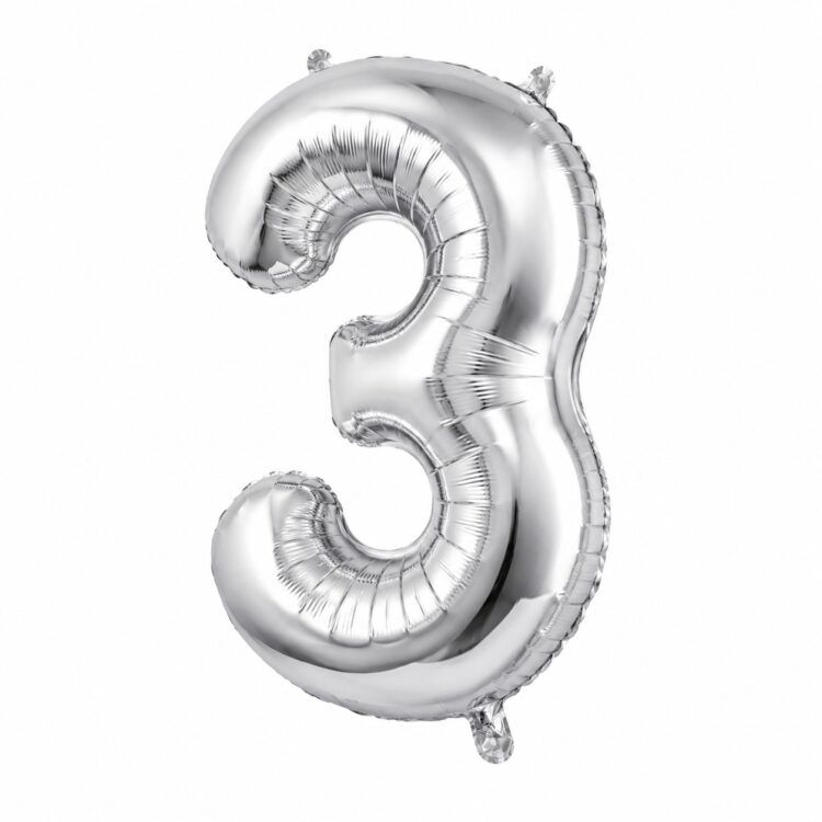 بادکنک فویلی عدد 3 نقره ای