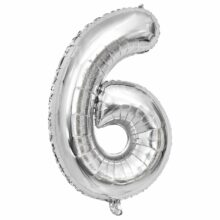بادکنک فویلی عدد 6 نقره ای