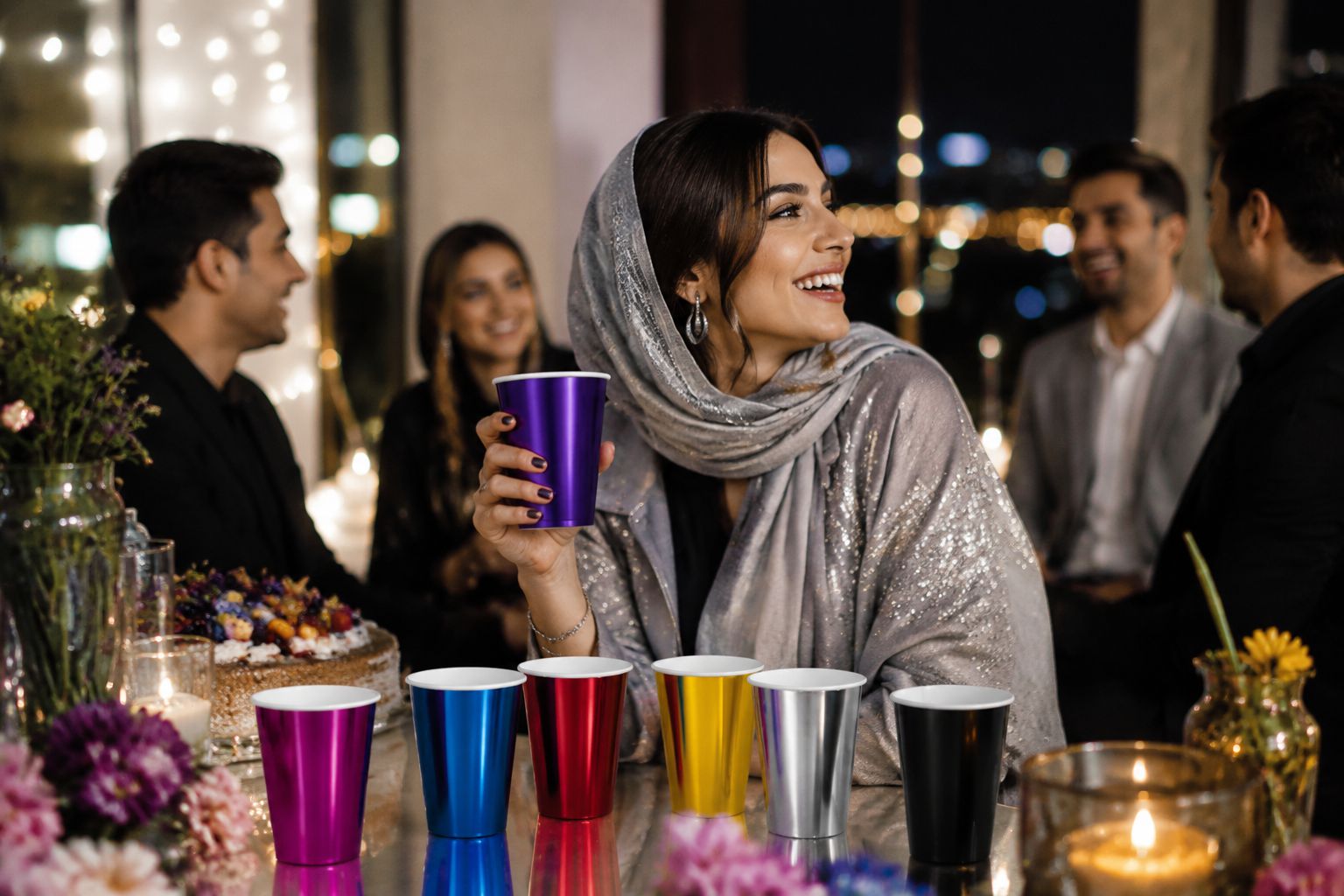 لیوان یکبار مصرف کاغذی متالایز | در رنگهای متنوع 4 لیوان کاغذی متالایز در مهمانی های لاکچری