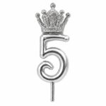 شمع عدد 5 (پنج) نقره ای کروم