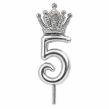 شمع عدد 5 (پنج) نقره ای کروم