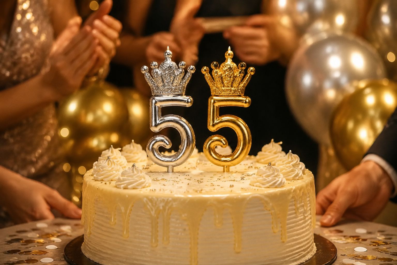 شمع تولد عدد 5 تاج دار طلایی روی کیک؛ شمع عدد پنج طلایی، شمع کروم براق، تزئین کیک تولد لاکچری