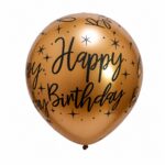 بادکنک لاتکس کروم طرح Happy Birthday | مدل چاپی متالیک 1 بادکنک لاتکس کروم طرح Happy Birthday-طلایی
