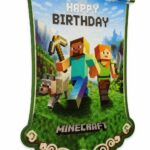 ریسه پرچم مقوایی تم ماین کرافت (Minecraft) | مدل تزئینی مثلثی جشن تولد