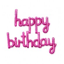 بادکنک فویلی هپی برس دی پیوسته صورتی | happy birthday