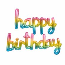 بادکنک فویلی هپی برس دی پیوسته رنگین کمانی | happy birthday
