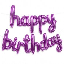 بادکنک فویلی هپی برس دی پیوسته بنفش | happy birthday