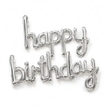 بادکنک فویلی هپی برس دی پیوسته نقره ای | happy birthday