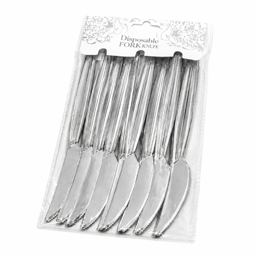 بسته بندی کارد یکبار مصرف متالایز نقره ای