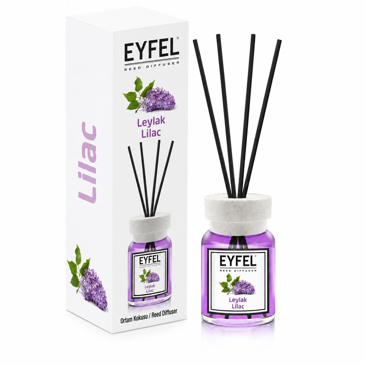 بسته بندی اسانس خوشبو کننده هوا ایفل مدل یاس بنفش (Lilac) حجم 120 میلی لیتر