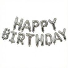 بادکنک فویلی حروف هپی برس دی نقره ای | happy birthday
