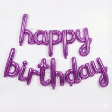 بادکنک فویلی هپی برس دی پیوسته بنفش | happy birthday